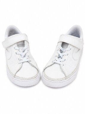 Nike Court Legacy White Sneakers Youth Size 3Y Hook & Loop Lace Shoes